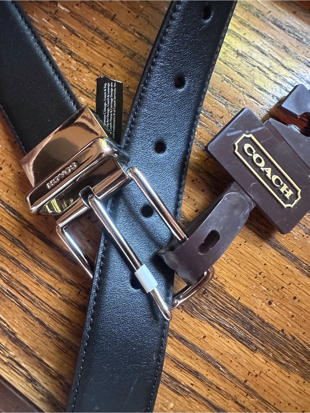NWT Coach Harness Buckle Cut To Size Reversible Leather Belt OS F64824 1”
